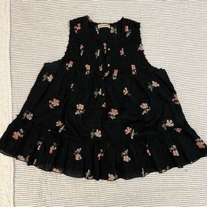 Ulla Johnson Black Swiss Dot Floral Sleeveless Blouse 4